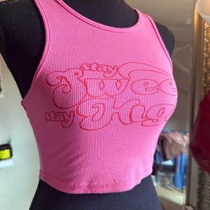“Stay sweet, stay high” pink cropped tank tank